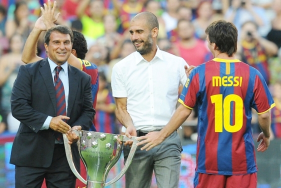 Laporta, Guardiola i Messi