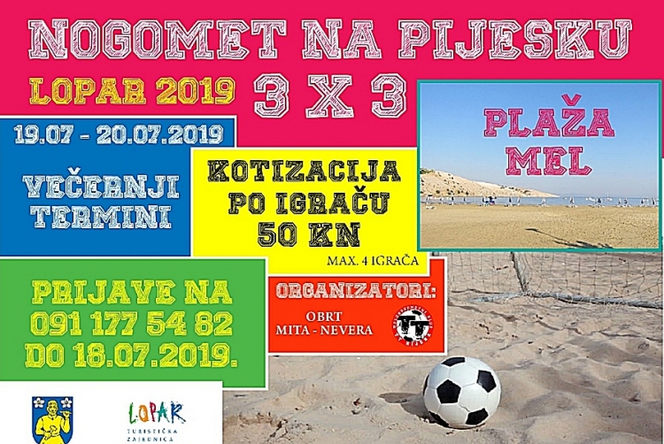 LOPAR 2019 Prvi turnir u nogometu na pijesku za muške i ženske ekipe