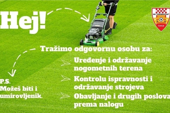 NK Grobničan pokušava pronaći  čovjeka za održavanje travnjaka