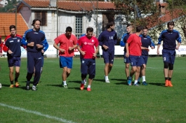 Nogometaši Pomrca tijekom treninga uoči odluke da neće na put u Dubrovnik