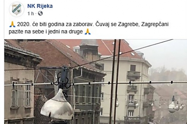 ČUVAJ SE, ZAGREBE! HNK Rijeka priključio se brojnim porukama podrške građanima Zagreba