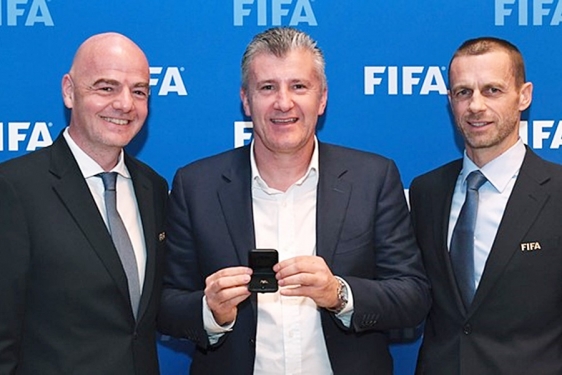 Giovanni Infantino, predsjednik FIFA-e, Davor Šuker, predsjednik HNS-a, Aleksander Čeferin, predsjednik UEFA-e