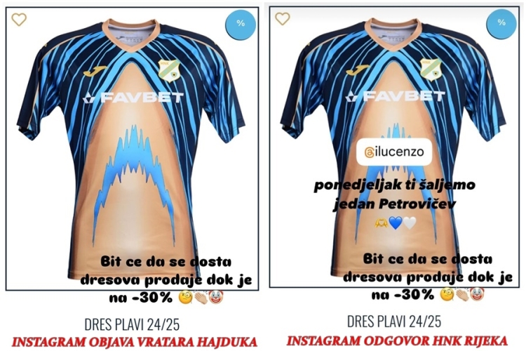 HNK Rijeka na Instagramu odgovorio Ivanu Lučiću: Uz Petrovičev dres, šaljemo ti i mrežicu!