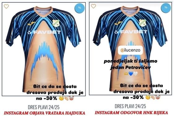 HNK Rijeka na Instagramu odgovorio Ivanu Lučiću: Uz Petrovičev dres, šaljemo ti i mrežicu!